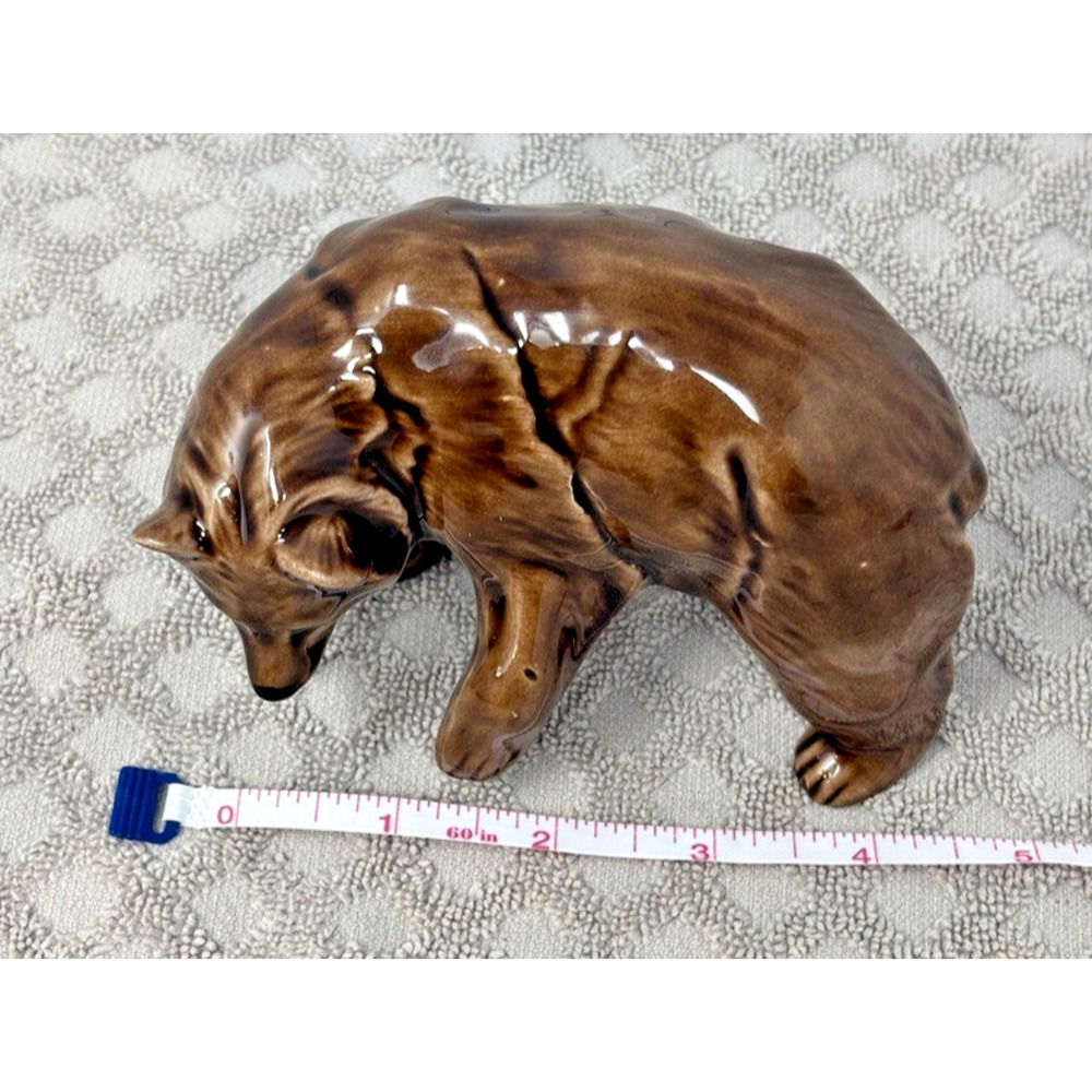 Vtg Ceramic GRIZZLY BEAR Figurine Mountain Bear‎ Glazed Brown 5" x 3.5" Mold - Picture 6 of 7